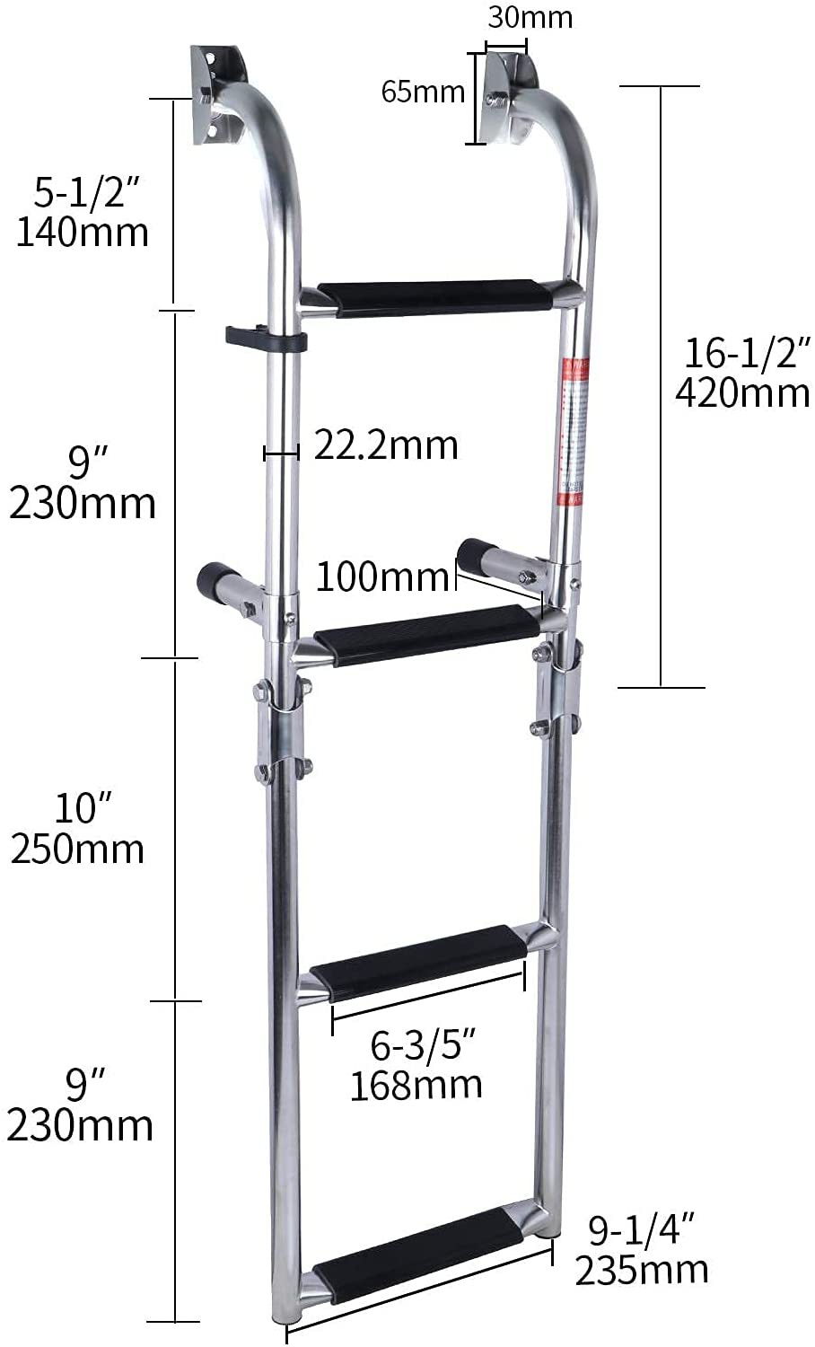 Bootladder met spiegel gepolijste telescopische drop -ladder